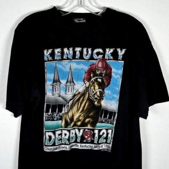 Vintage Other - Vintage 1994 Kentucky Derby Black Cotton Casual Crew Neck Men's T-Shirt Size L